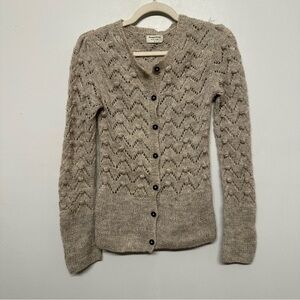 People Tree 100% Wool Pom Pom Cardigan Sweater Small
